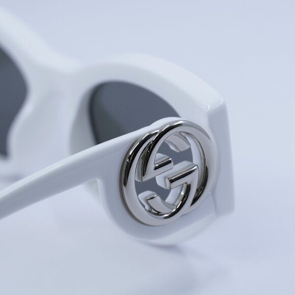 ?️ New Gucci GG1691S 006 Sunglasses - White Frame, Grey Silver Mirror Lenses